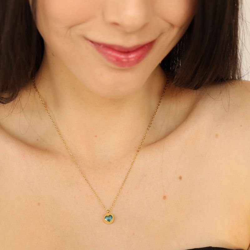 Colar Esfera com Coração Dentro em Aço Inox (Linha Premium)