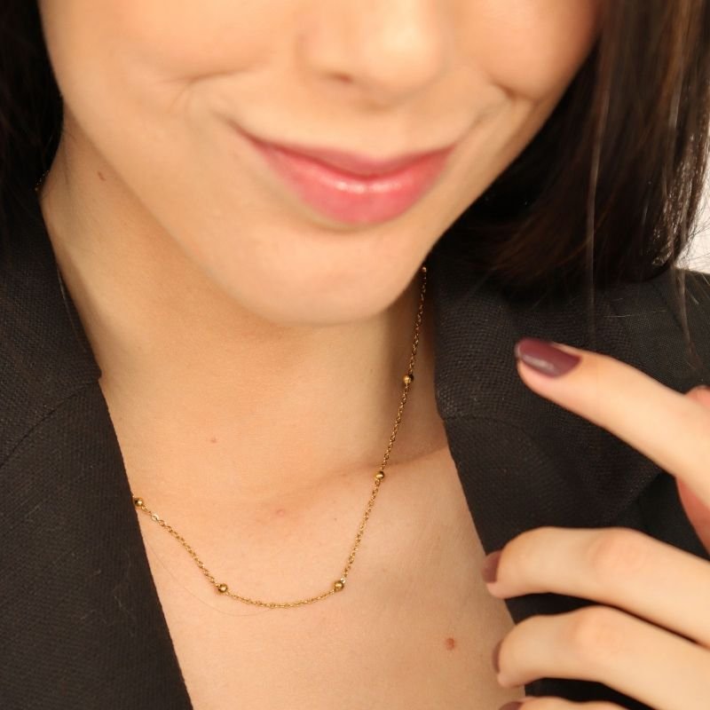 Colar Esfera Delicado em Aço Inox