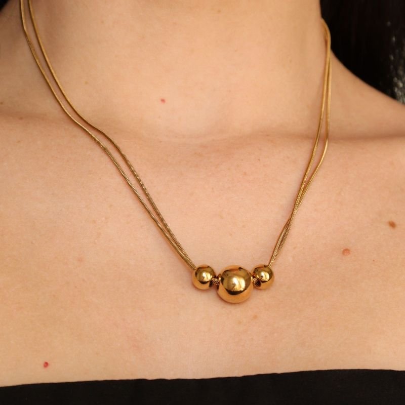 Colar Esferas Moderno em Aço Inox (Linha Premium)