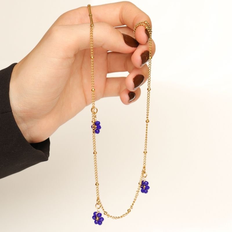 Colar Flor Miçanga em Aço Inox (Linha Premium)