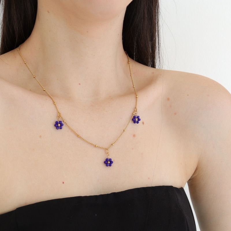 Colar Flor Miçanga em Aço Inox (Linha Premium)