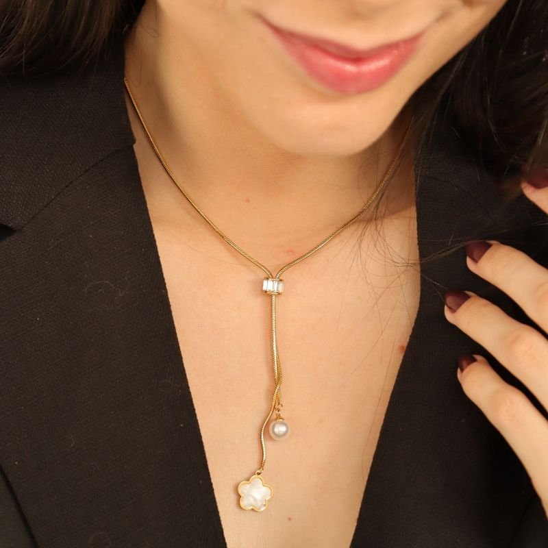 Colar Gravatinha Trevo em Aço Inox (Linha Premium)