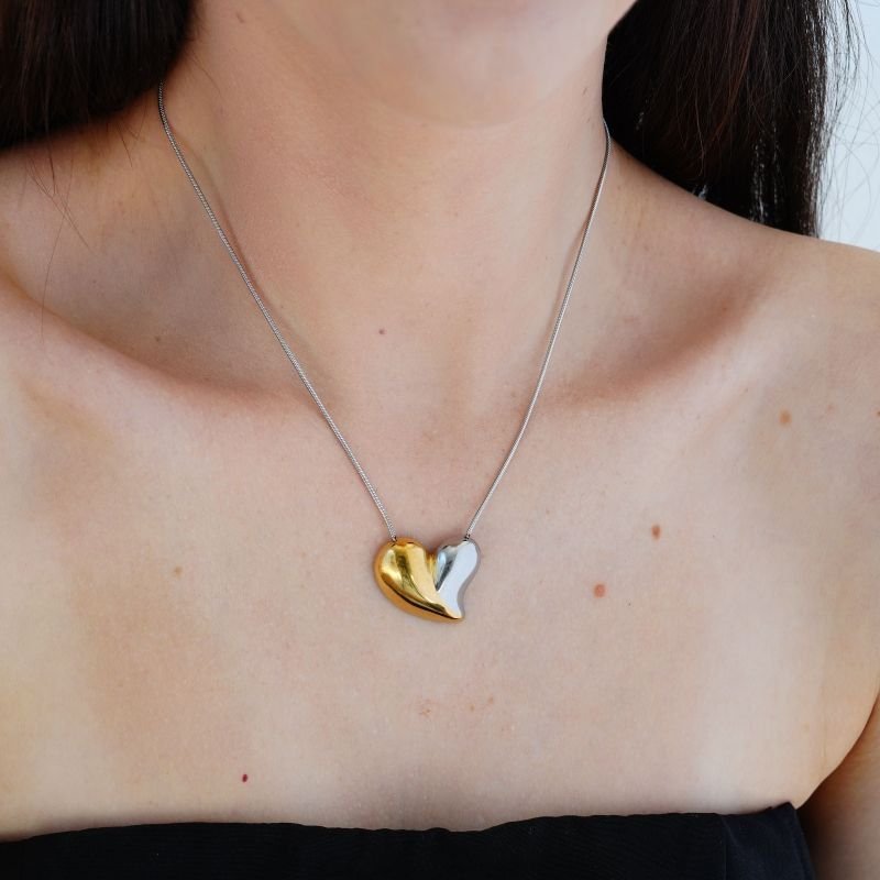 Colar Heart Bicolor Premium em Aço Inox (Linha Premium)