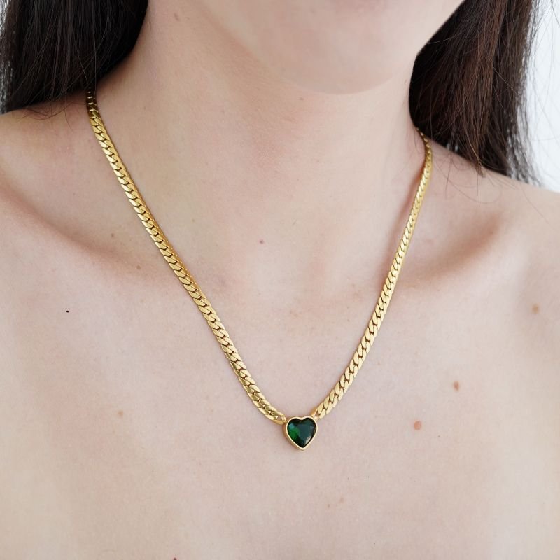 Colar Heart Emerald em Aço Inox (Linha Premium)