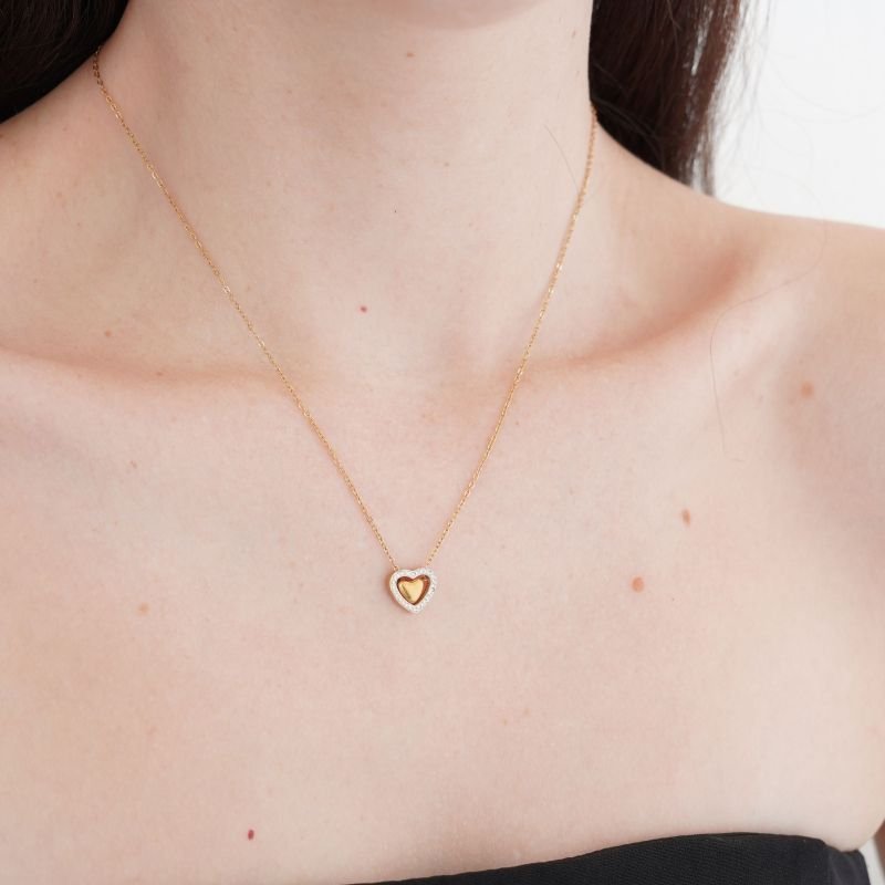 Colar Heart Strass Delicate em Aço Inox