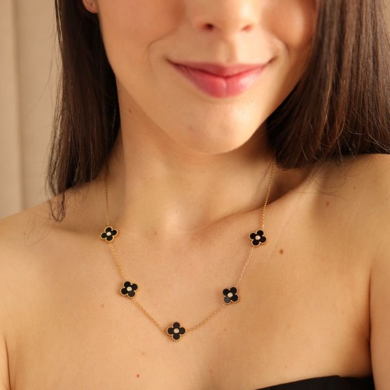 Colar Inspiração Van Cleef com Pedrinhas Aço Inox (Linha Premium)