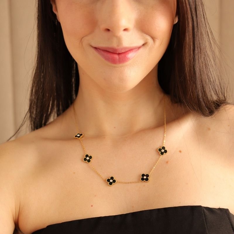 Colar Inspiração Van Cleef com Pedrinhas Aço Inox (Linha Premium)