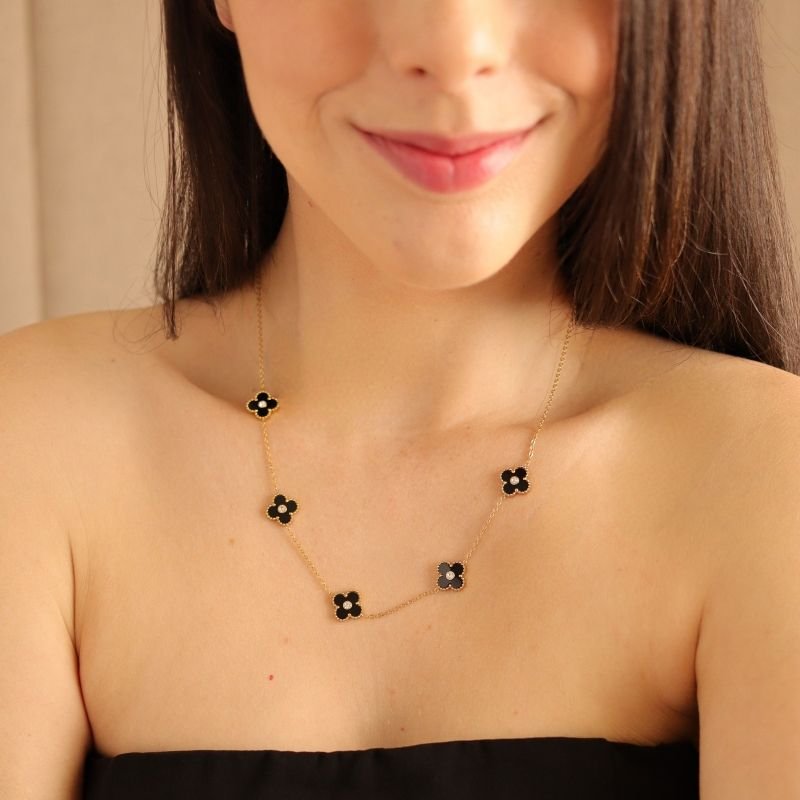 Colar Inspiração Van Cleef com Pedrinhas Aço Inox (Linha Premium)