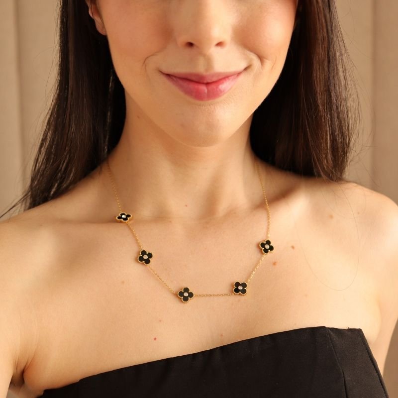 Colar Inspiração Van Cleef com Pedrinhas Aço Inox (Linha Premium)