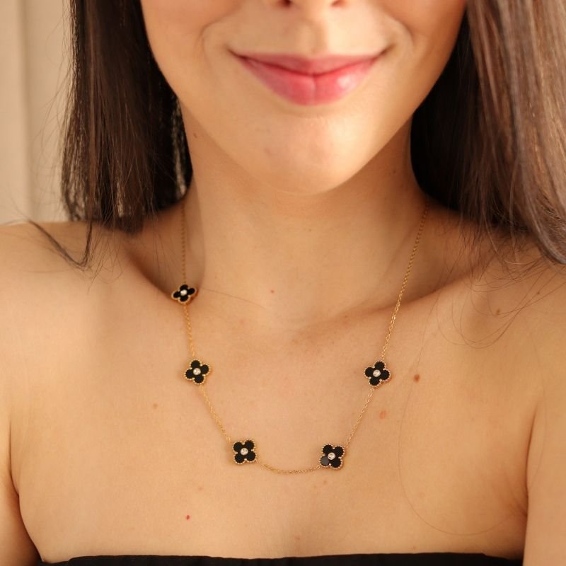 Colar Inspiração Van Cleef com Pedrinhas Aço Inox (Linha Premium)