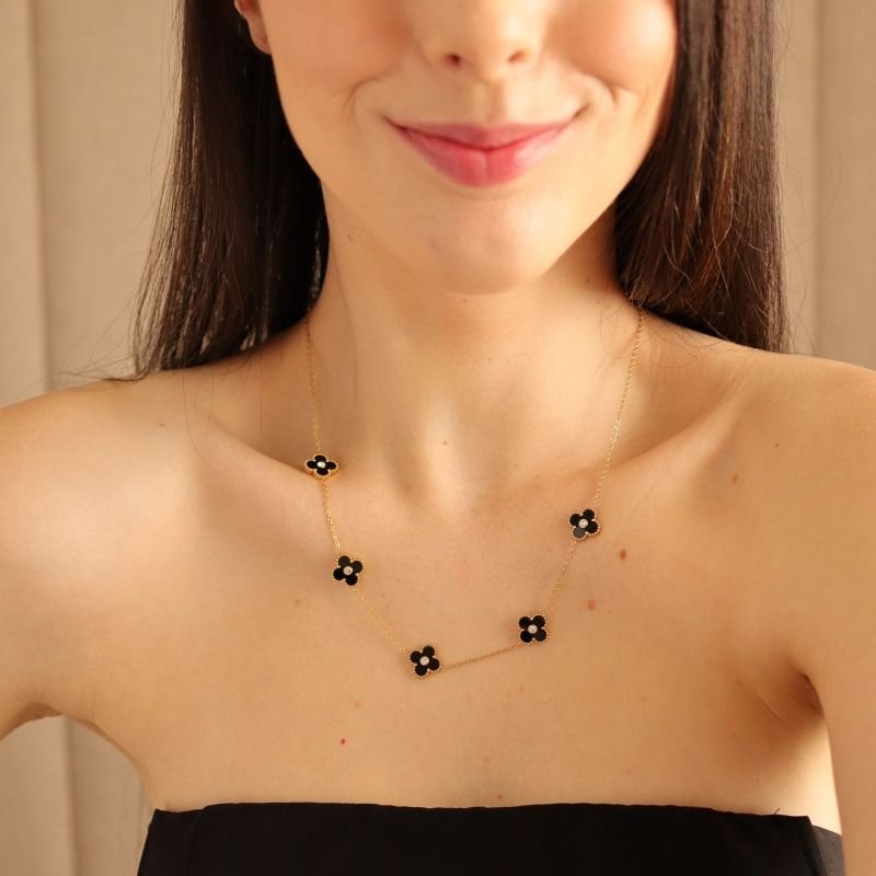 Colar Inspiração Van Cleef com Pedrinhas Aço Inox (Linha Premium)