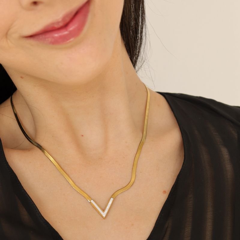 Colar Laminado com Detalhe em Aço Inox (Linha Premium)