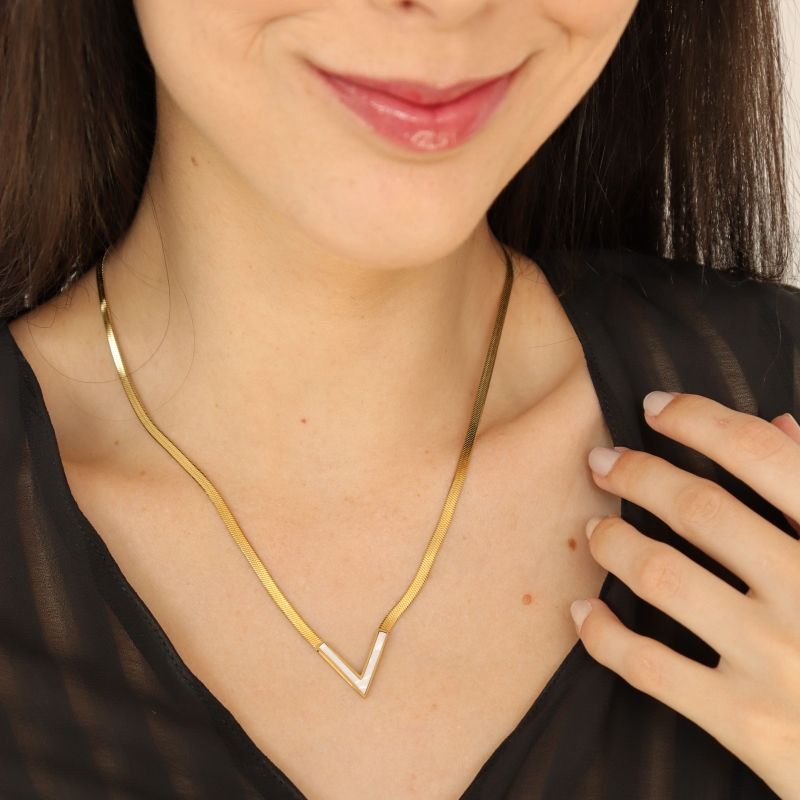 Colar Laminado com Detalhe em Aço Inox (Linha Premium)