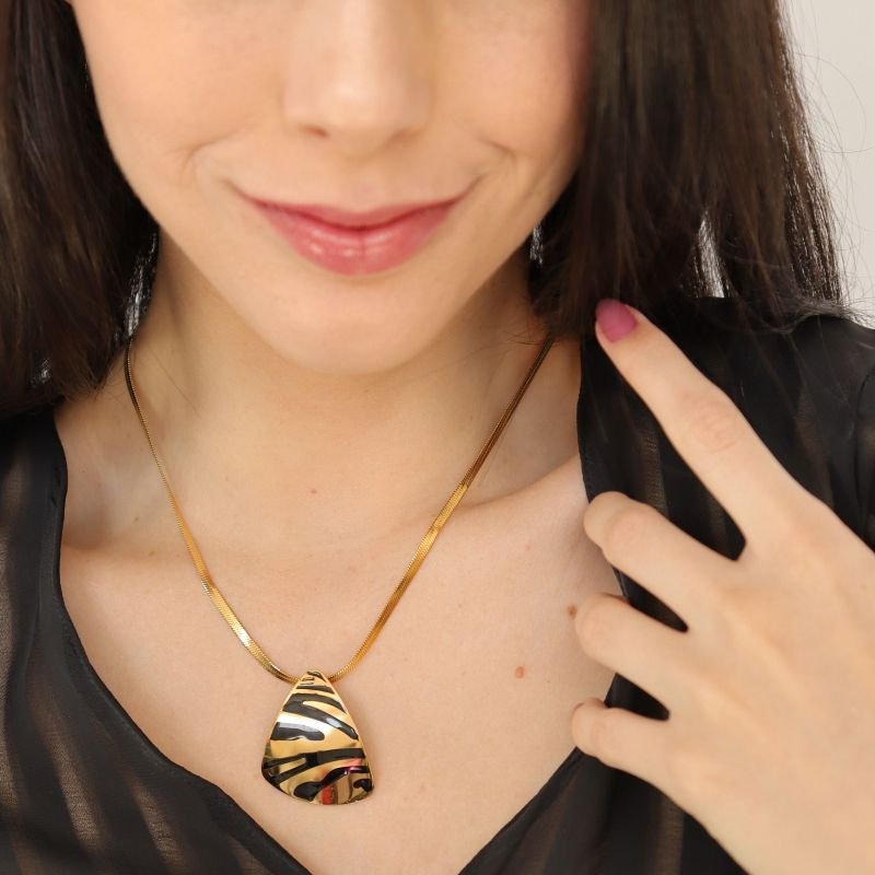 Colar Laminado com Pingente Moderno em Aço Inox (Linha Premium)