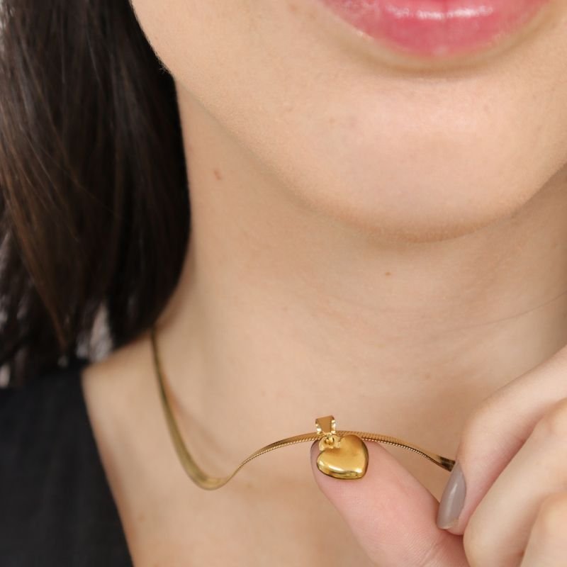 Colar Laminado Coração em Aço Inox (Linha Premium)