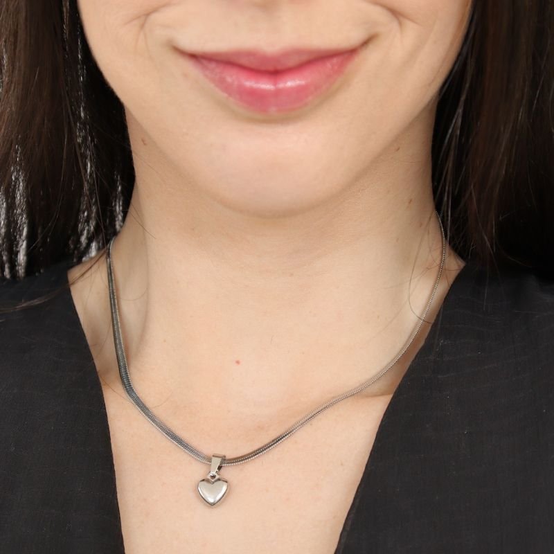 Colar Laminado Coração em Aço Inox (Linha Premium)