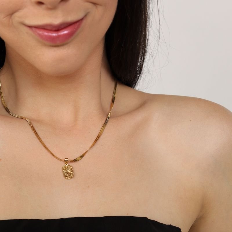 Colar Laminado Estrela Orgânico em Aço Inox