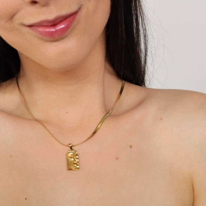 Colar Laminado Face em Aço Inox