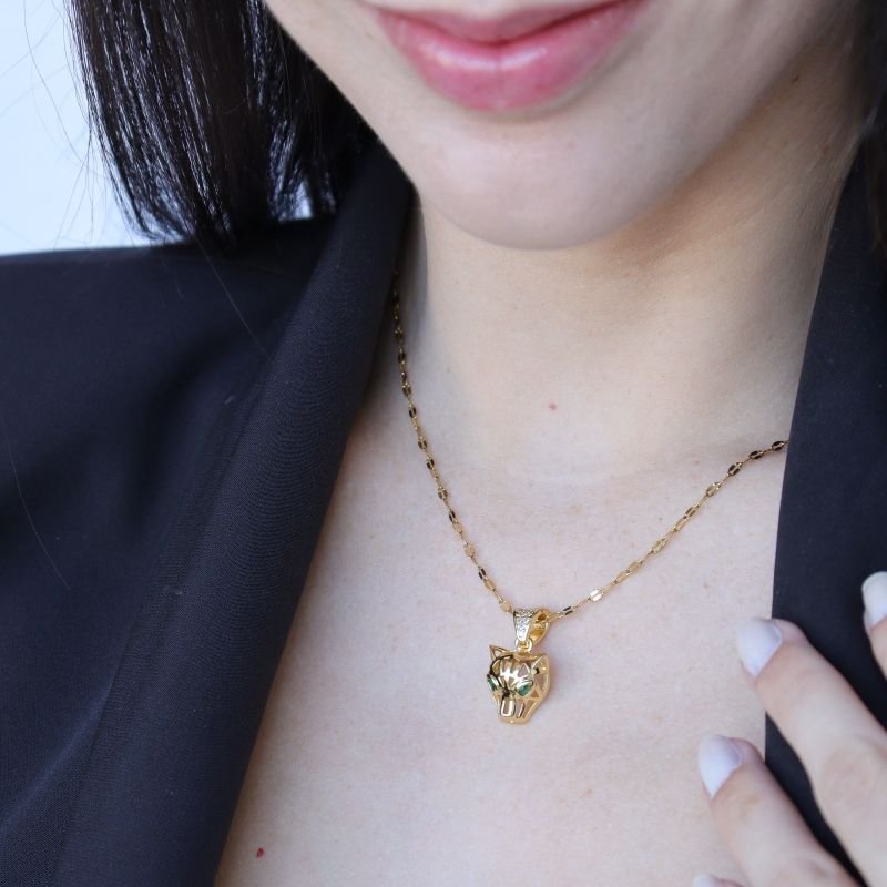 Colar Leão em Aço Inox (Pingente Folheado)