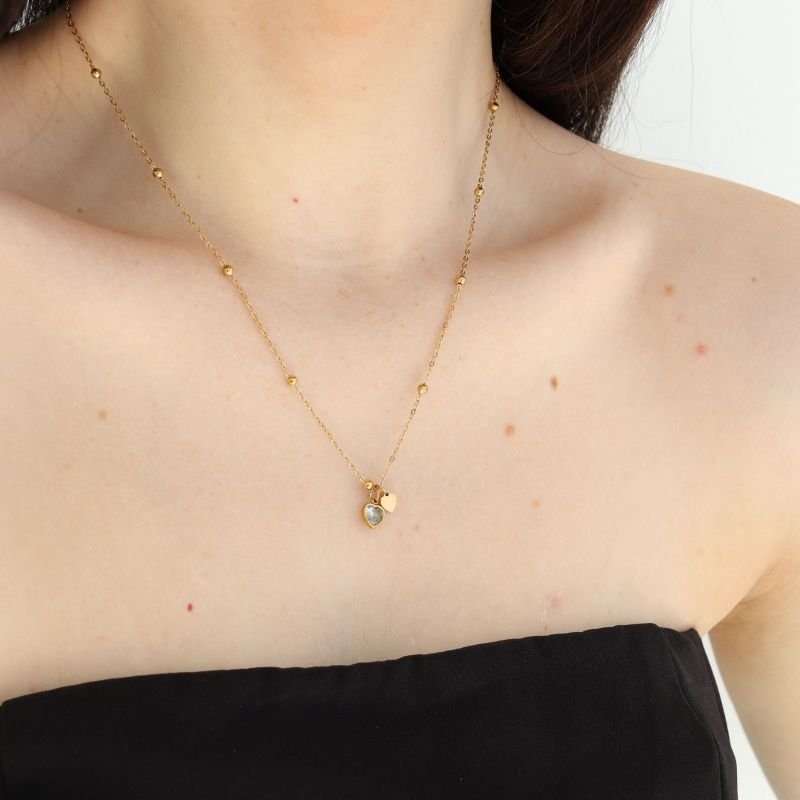 Colar Love Drop Duo em Aço Inox