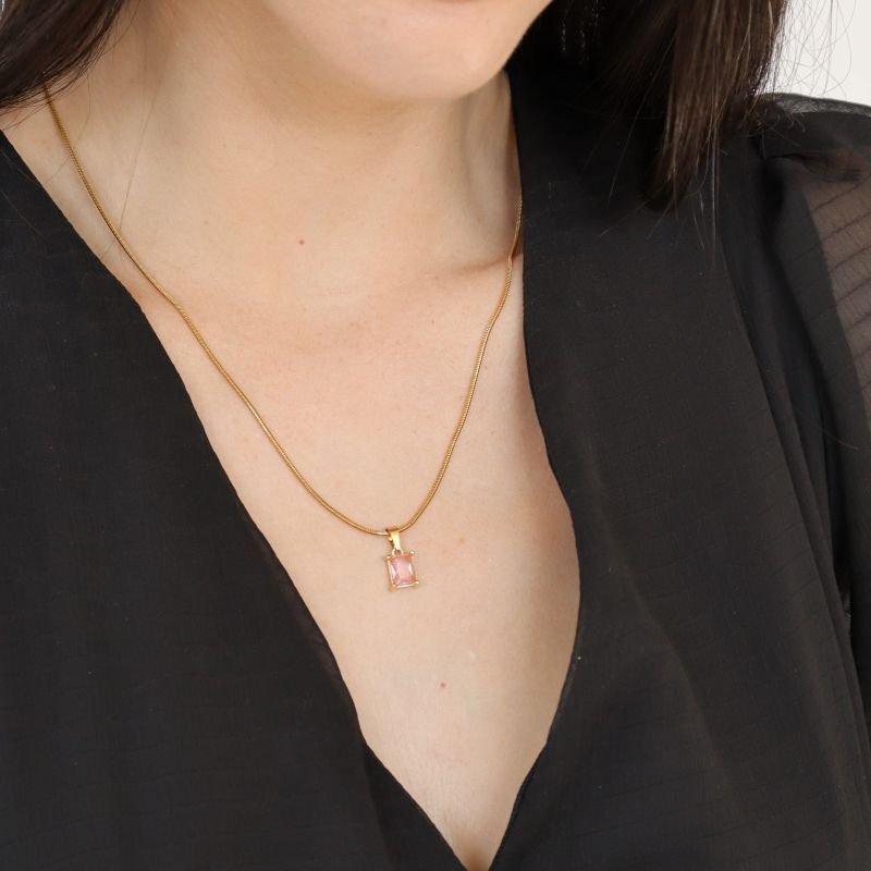 Colar Malha Fina com Pedrinha em Aço Inox (Linha Premium)