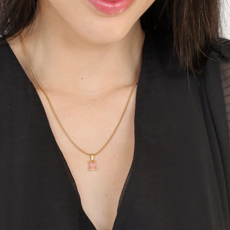 Colar Malha Fina com Pedrinha em Aço Inox (Linha Premium)