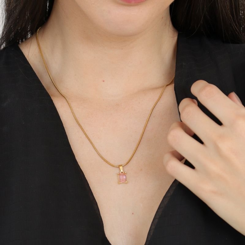 Colar Malha Fina com Pedrinha em Aço Inox (Linha Premium)