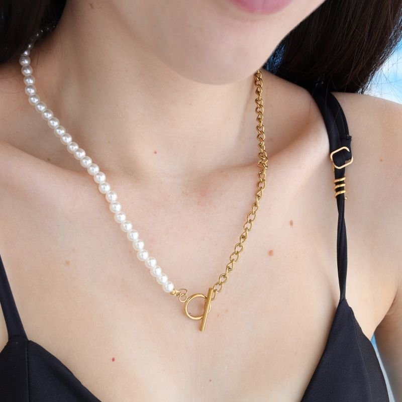 Colar MarinePérolas & Corrente em Aço Inox (Linha Premium)