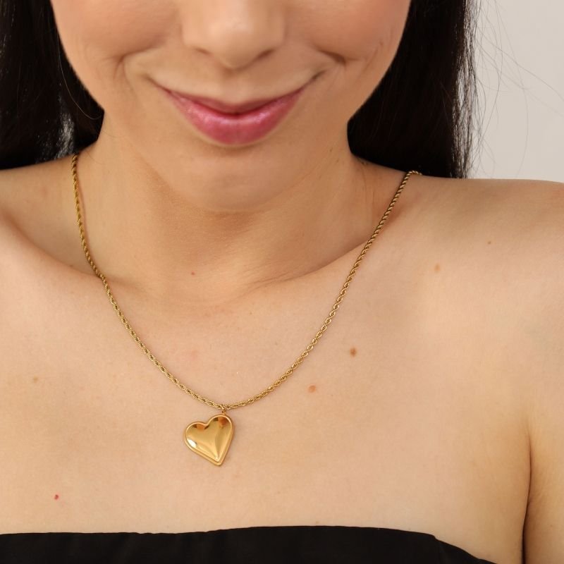 Colar Moderno Pingente Coração em Aço Inox (Linha Premium)