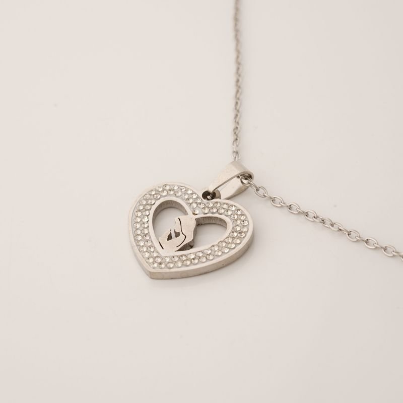 Colar Nossa Senhora Praying Strass em Aço Inox