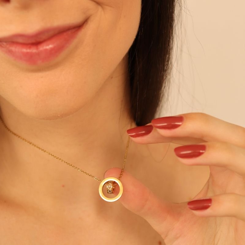 Colar Número Romano com Strass em Aço Inox