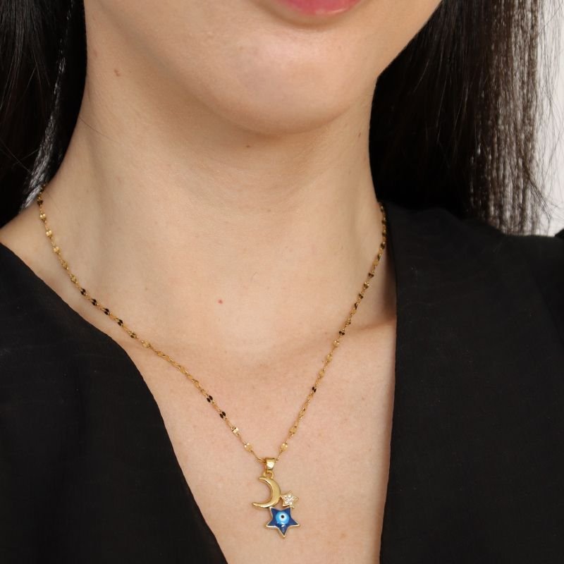 Colar Olho Grego em Aço Inox (Linha Premium)