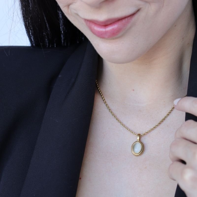 Colar Pedra em Aço Inox (Linha Premium)