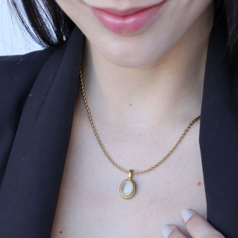 Colar Pedra em Aço Inox (Linha Premium)