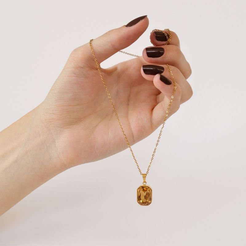 Colar Pedra em Aço Inox