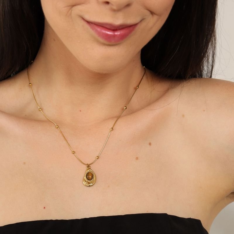 Colar Pedra Moderno em Aço Inox (Linha Premium)