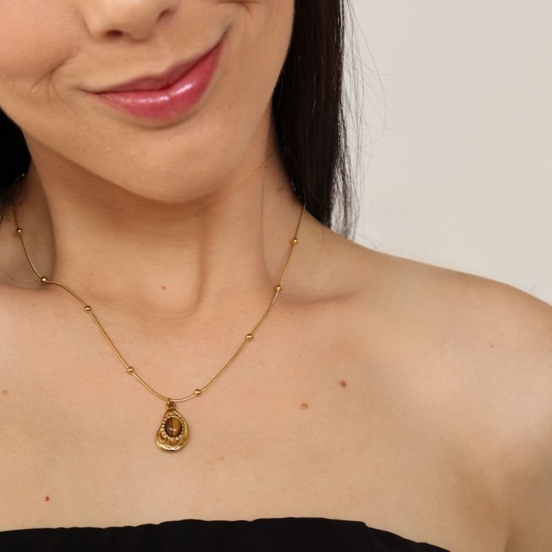 Colar Pedra Moderno em Aço Inox (Linha Premium)