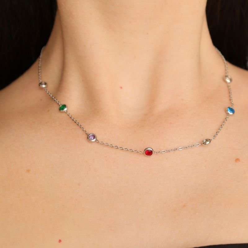 Colar Pedrinhas em Aço Inox