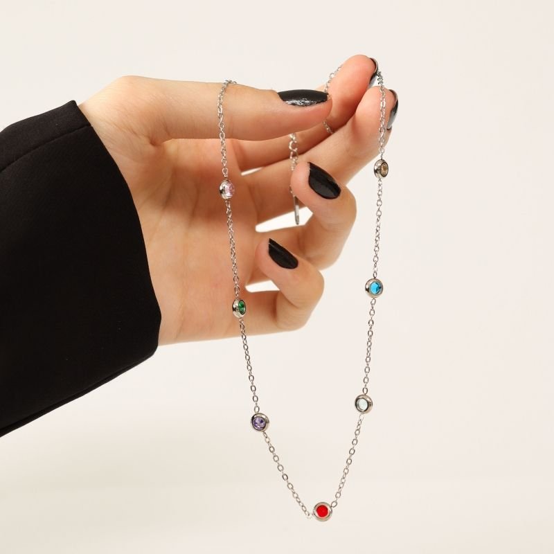 Colar Pedrinhas em Aço Inox