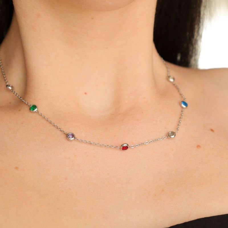 Colar Pedrinhas em Aço Inox