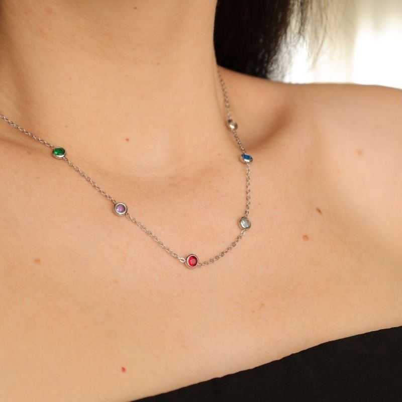 Colar Pedrinhas em Aço Inox