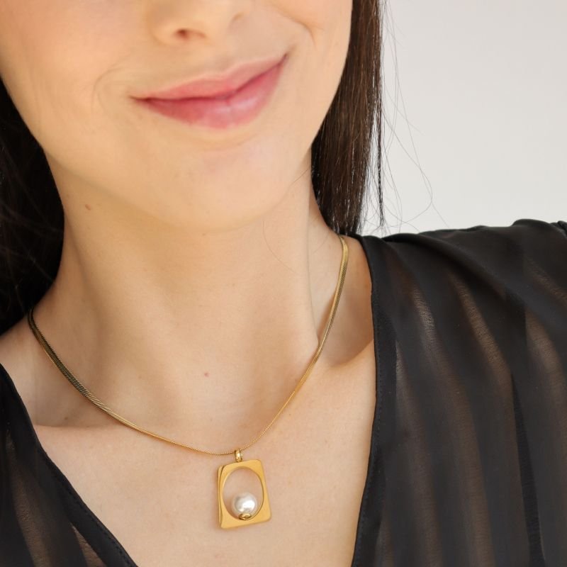 Colar Pérola em Aço Inox (Linha Premium)