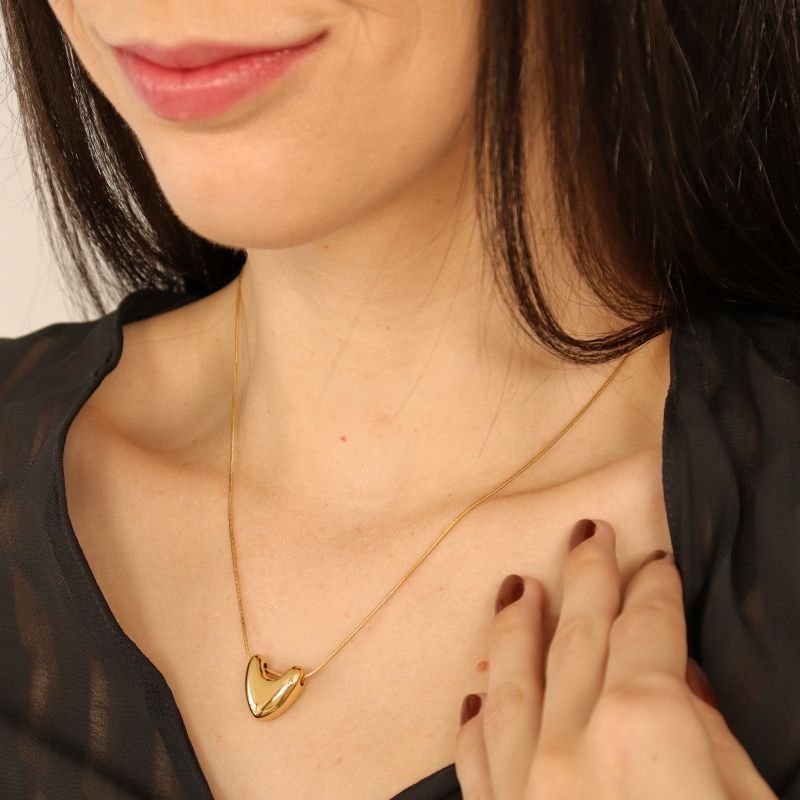 Colar Pingente Coração em Aço Inox