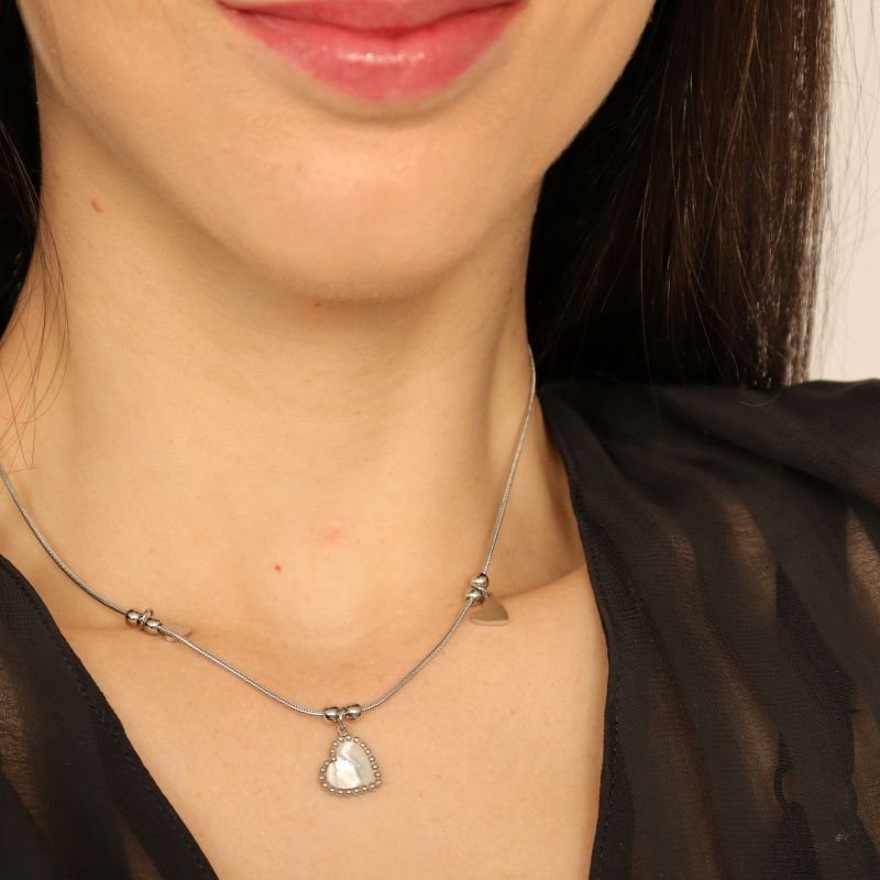 Colar Pingentes Corações em Aço Inox (Linha Premium)