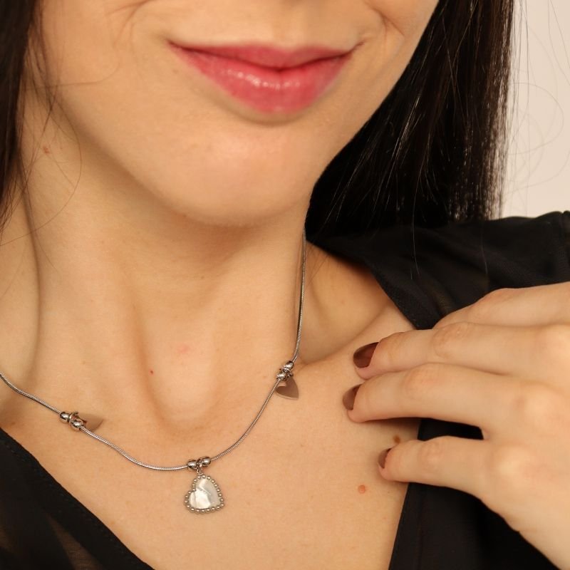 Colar Pingentes Corações em Aço Inox (Linha Premium)