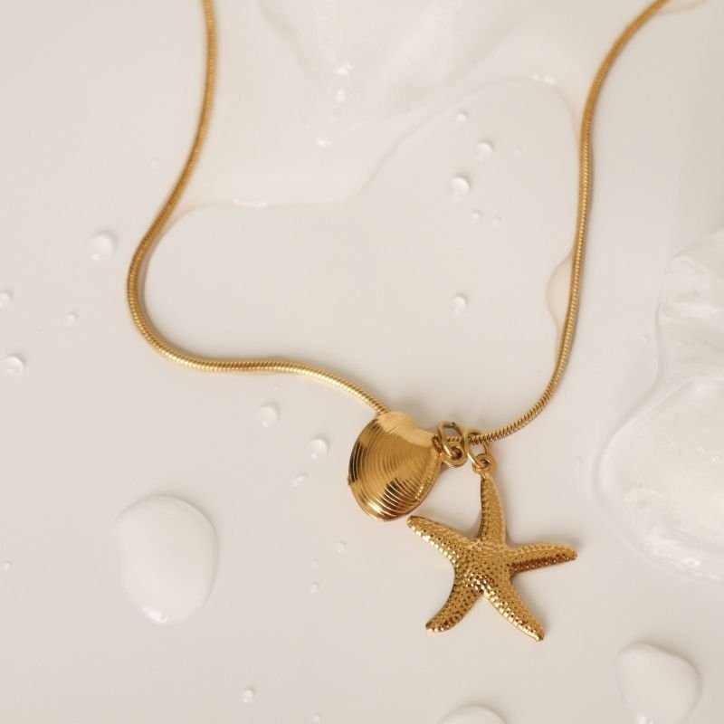 Colar Pingentes Mar Aço Inox