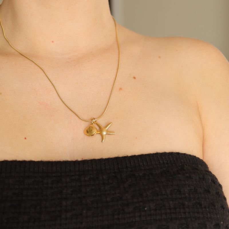 Colar Pingentes Mar Aço Inox