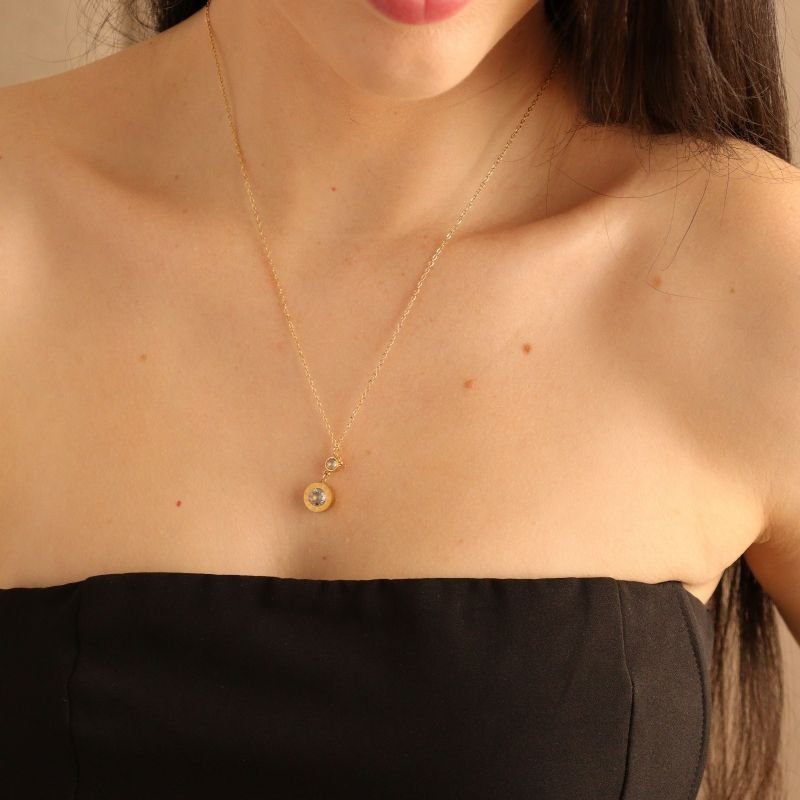 Colar Ponto de Luz e Números Romanos em Aço Inox