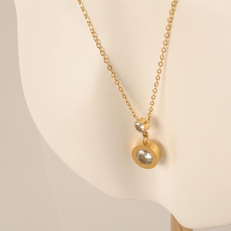 Colar Ponto de Luz e Números Romanos em Aço Inox