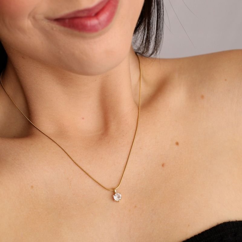 Colar Ponto de Luz – Corrente Aço Inox e Pingente Metálico (Linha Premium)